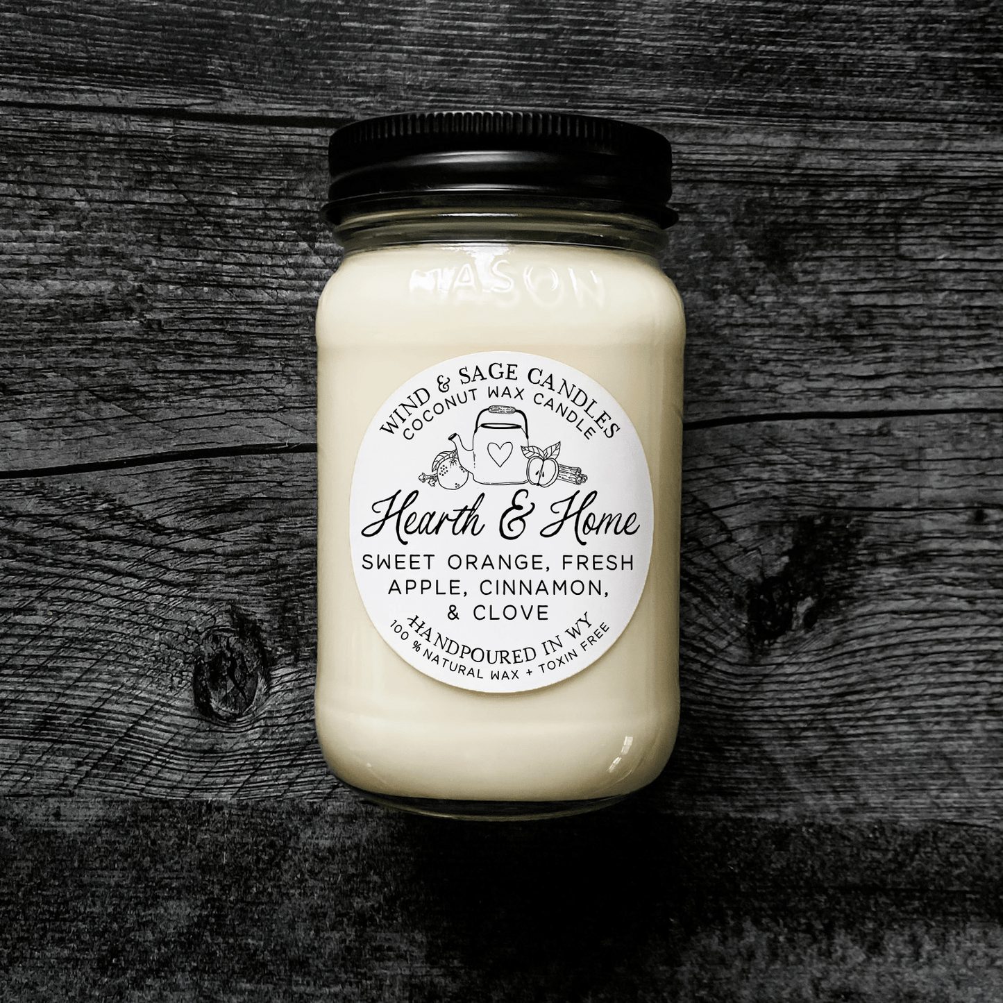 Hearth & Home Mason Jar Candle, 100% Natural Wax