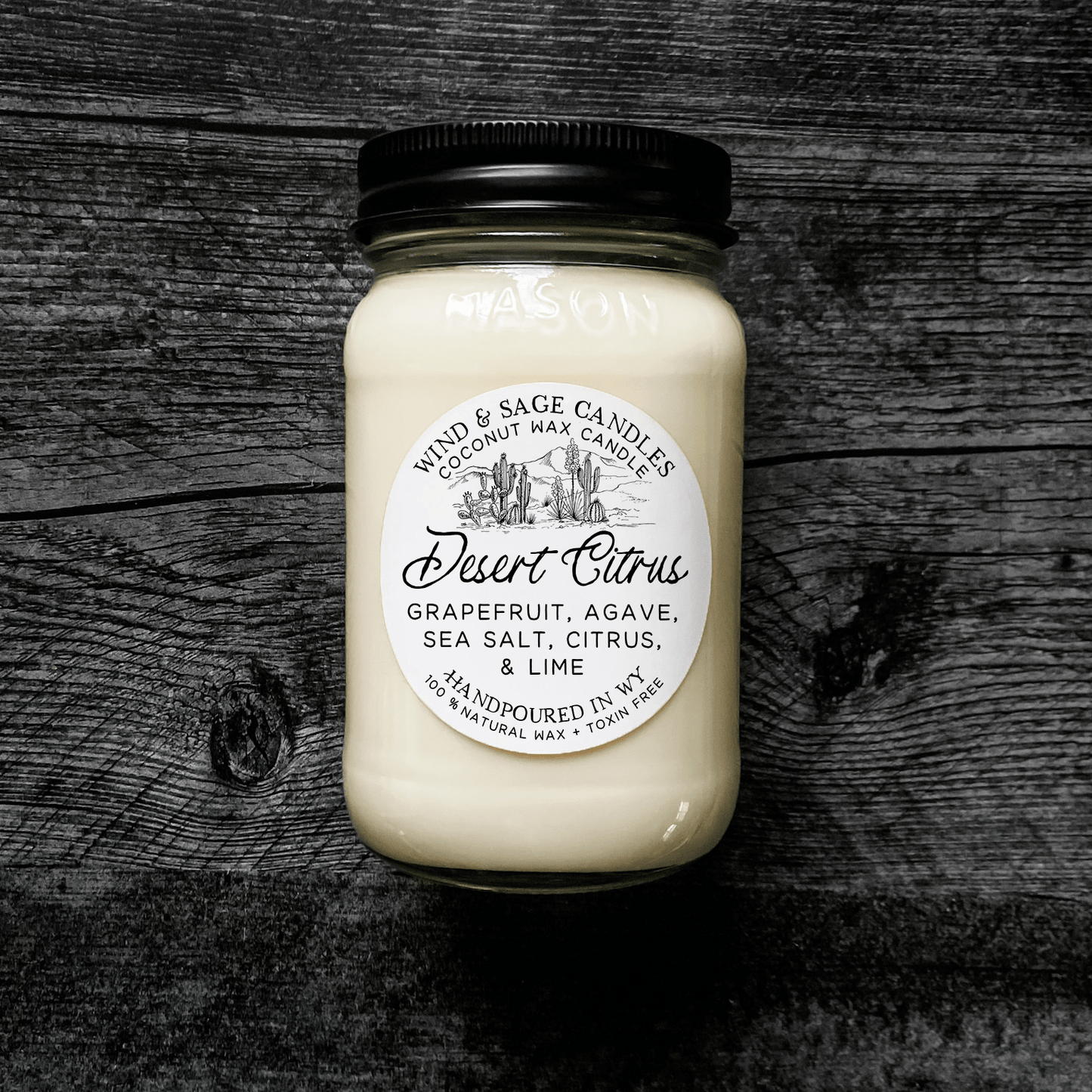 Desert Citrus Mason Jar Candle, 100% Natural Wax