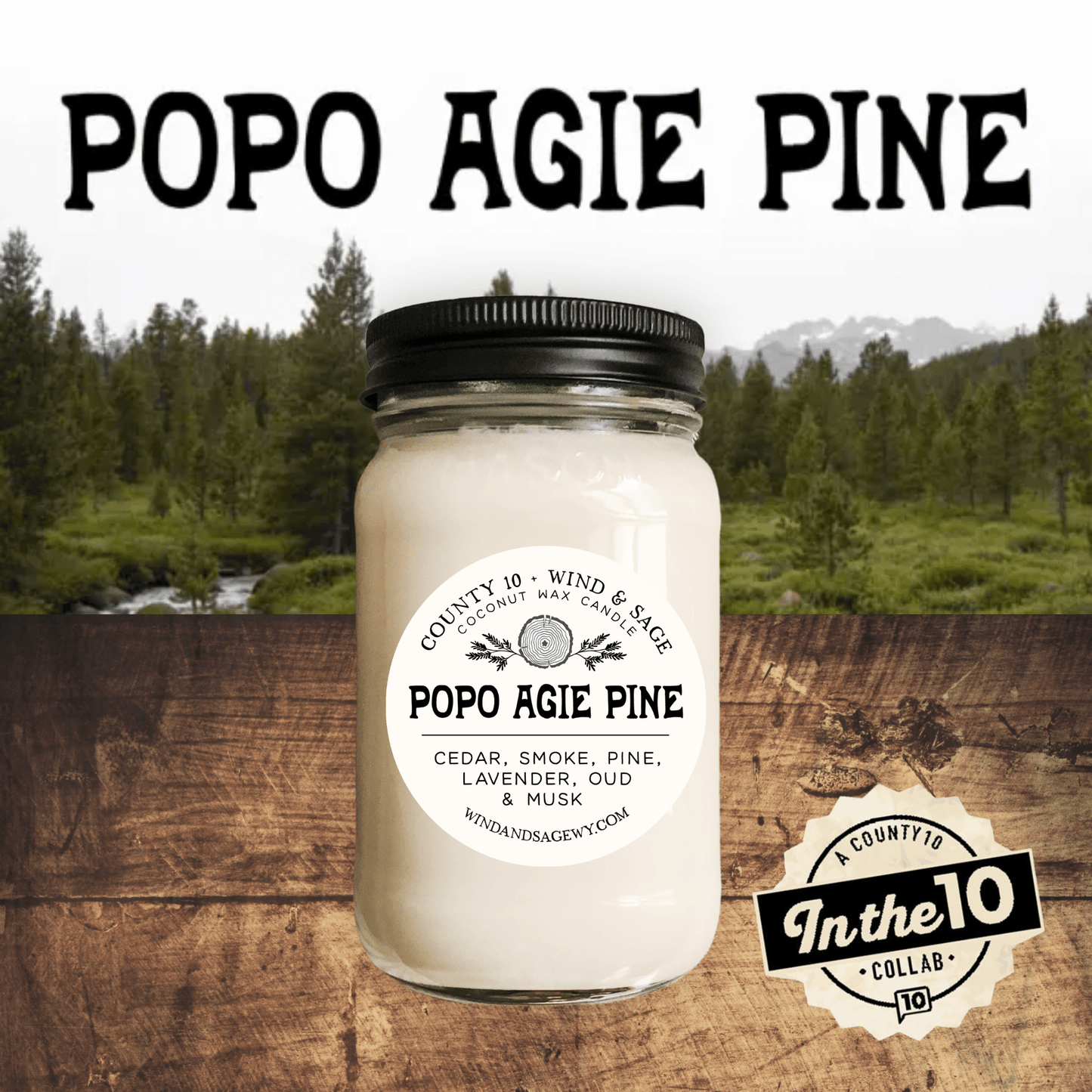Popo Agie Pine, Mason Jar Candle