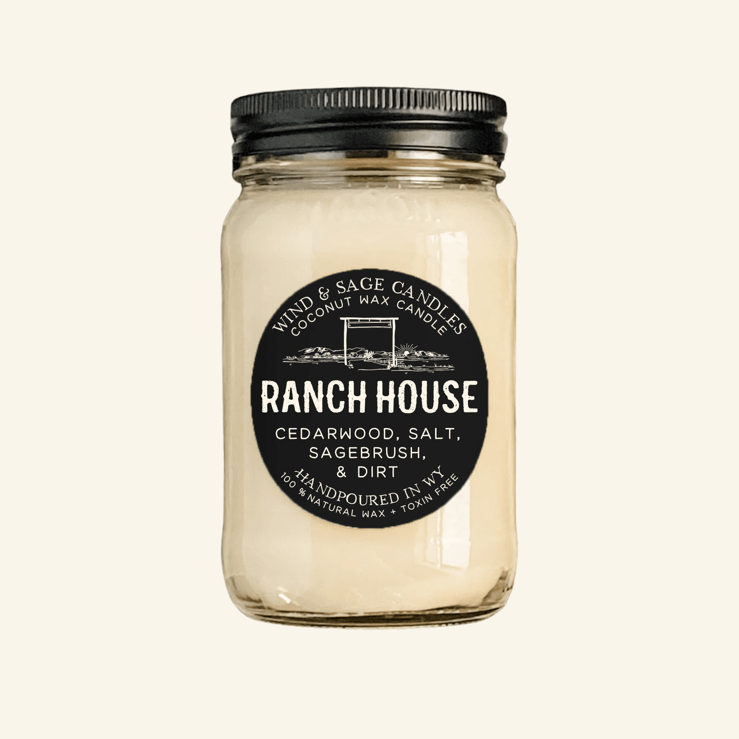 Ranch House Mason Jar Candle, 100% Natural Wax