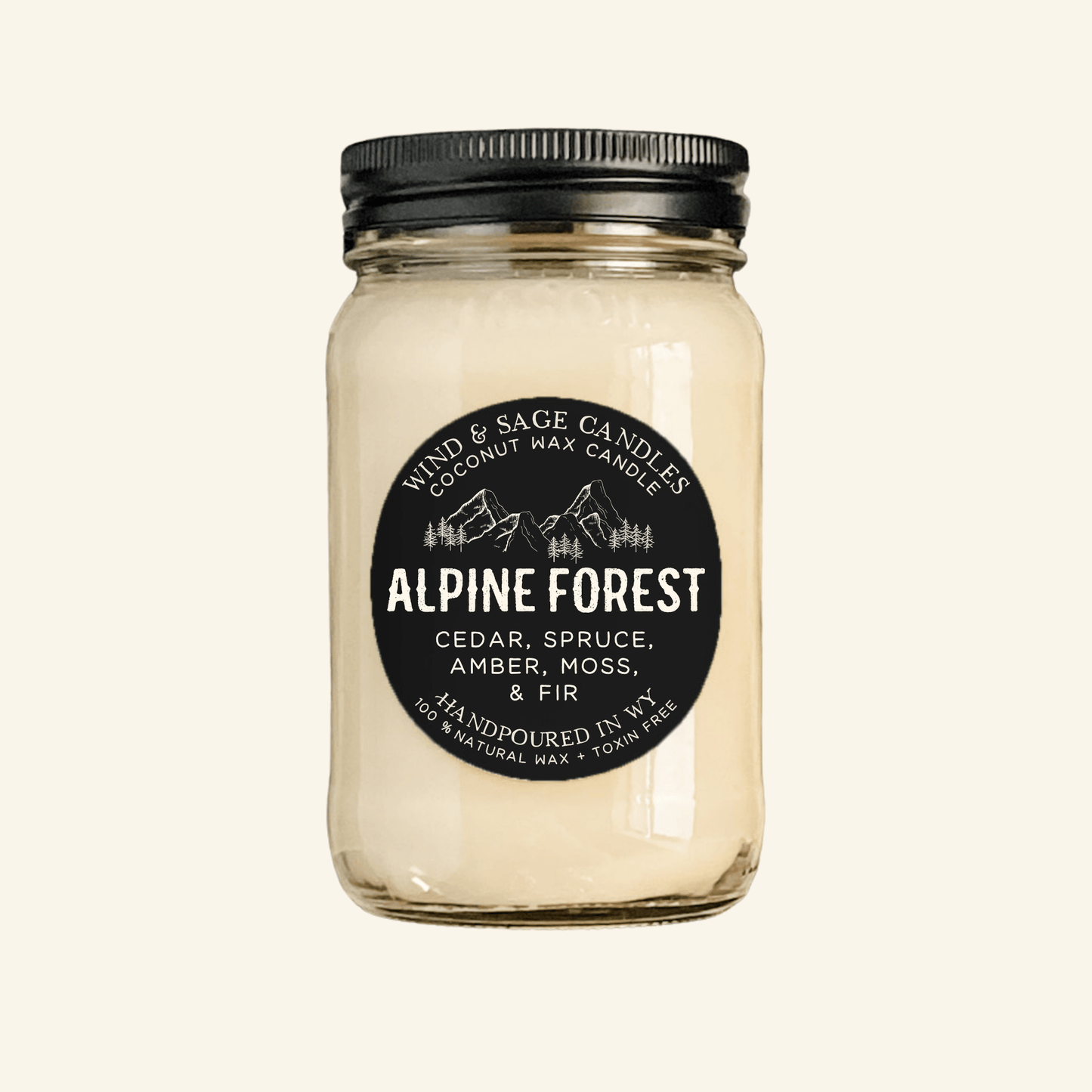 Alpine Forest Mason Jar Candle, 100% Natural Wax
