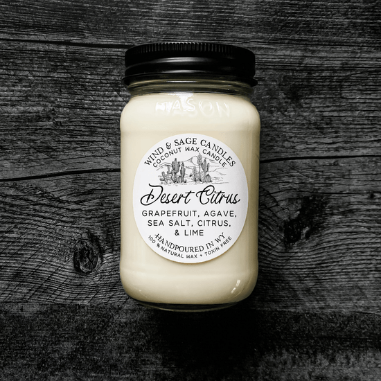 Desert Citrus Mason Jar Candle, 100% Natural Wax