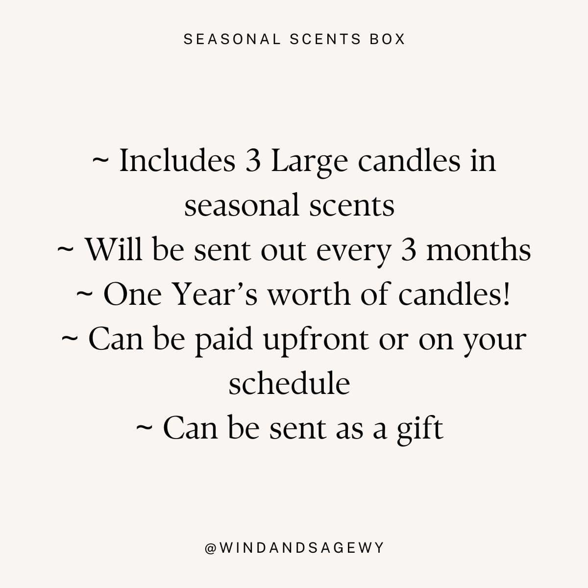 Seasonal Candle Box, Candle Subscription Box, Giftable Subscription