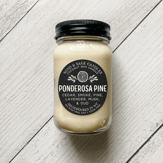 Ponderosa Pine Mason Jar Candle, 100% Natural Wax