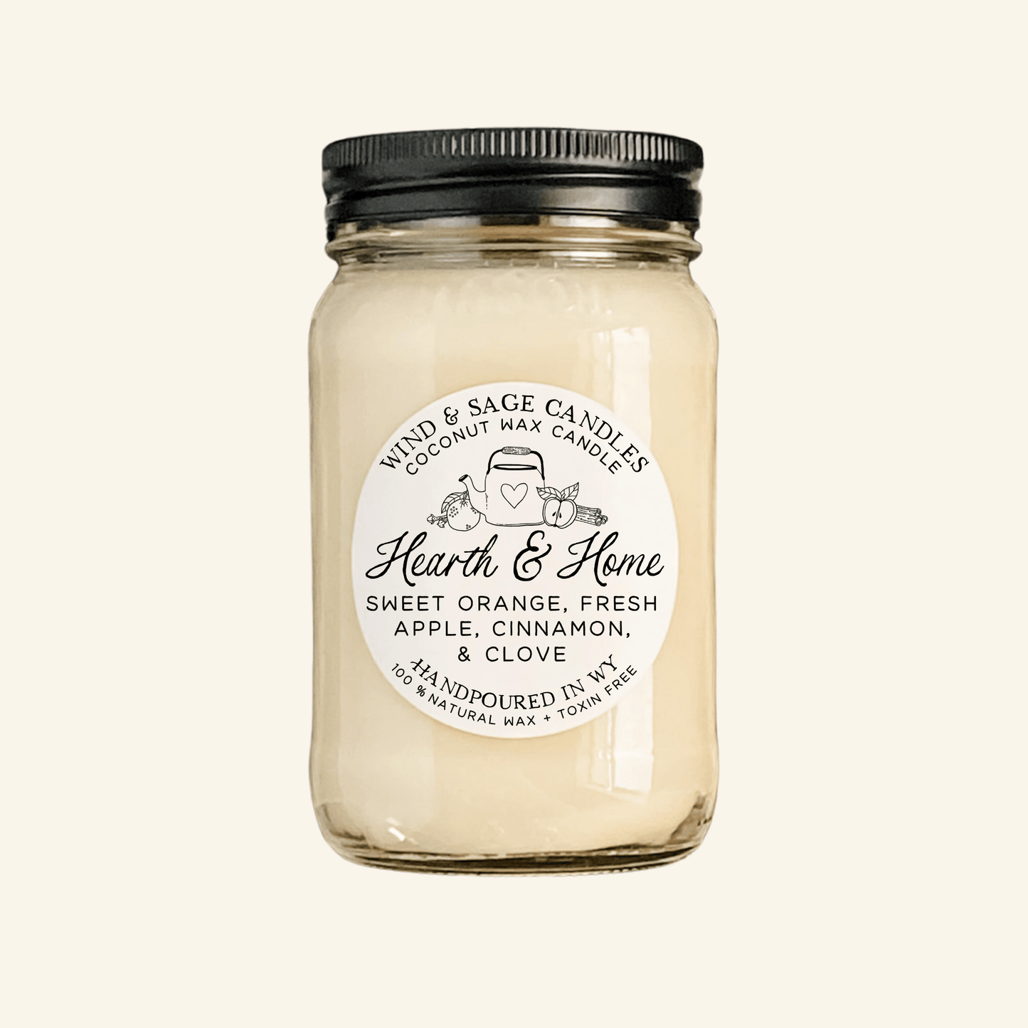 Hearth & Home Mason Jar Candle, 100% Natural Wax