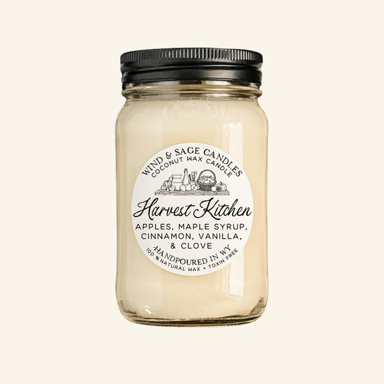 Harvest Kitchen Mason Jar Candle, 100% Natural Wax