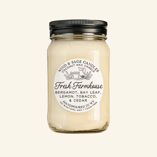 Fresh Farmhouse Mason Jar Candle, 100% Natural Wax