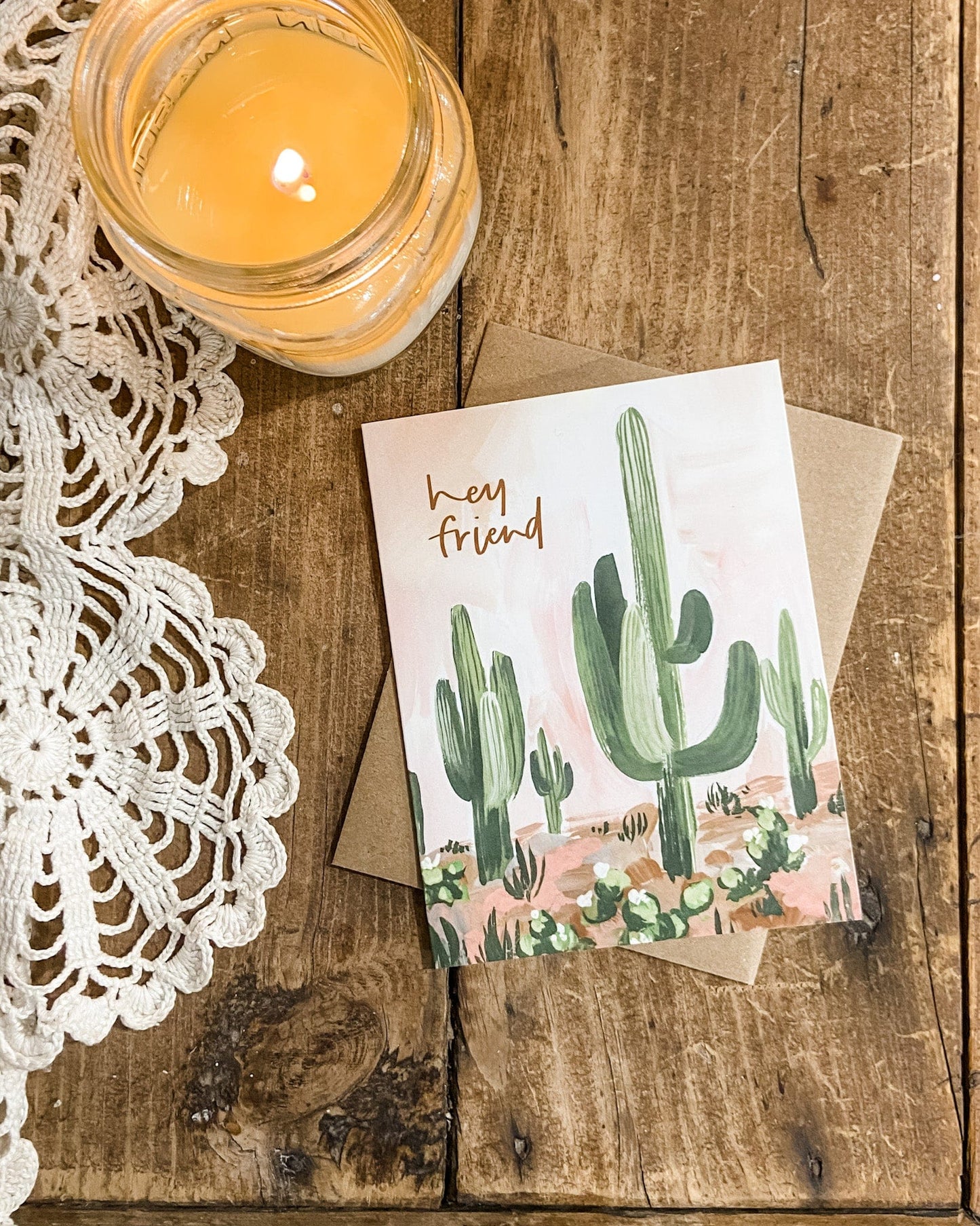 Hey Friend Cactus Friendship Greeting Card