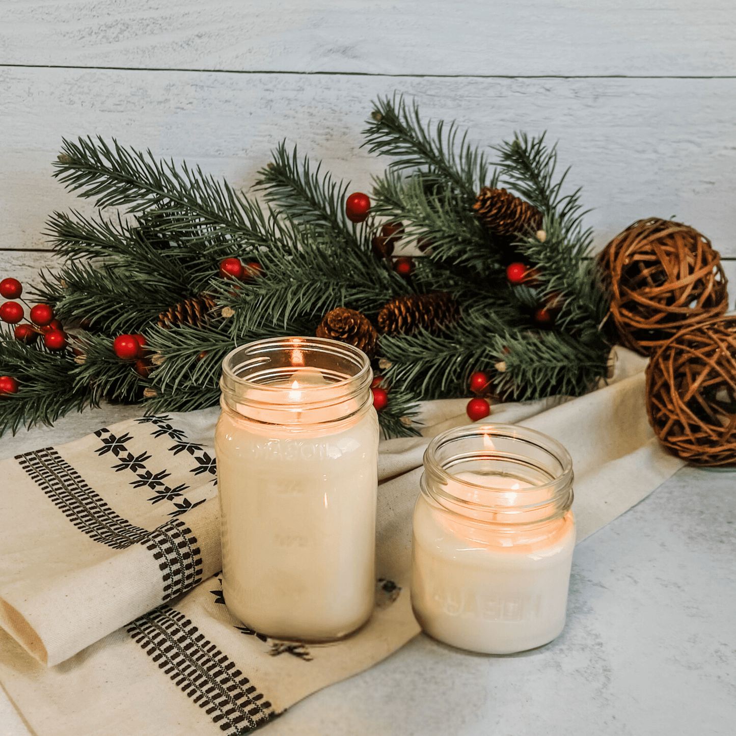 Peppermint Twist Mason Jar Candle, 100% Natural Wax