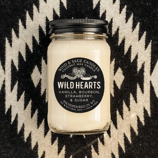 Wild Hearts Mason Jar Candle, 100% Natural Wax, Valentines Day Candle