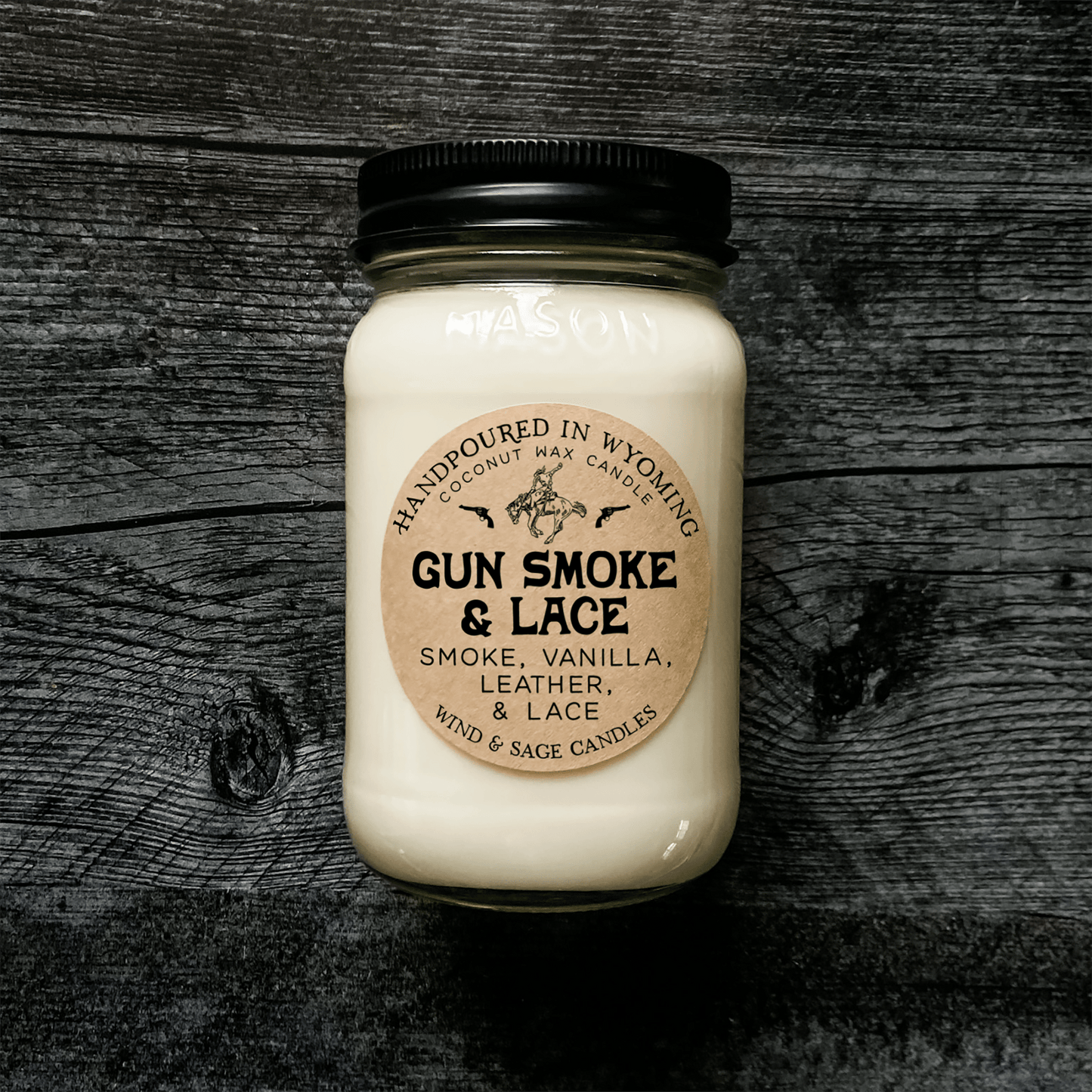 Gunsmoke & Lace Mason Jar Candle